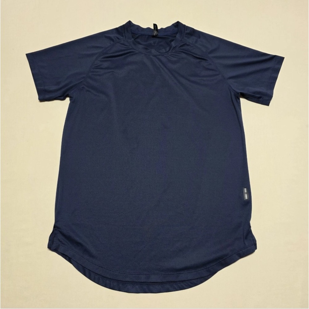 ASRV Men Small Navy Curved Hem Training T-Shirt Pullover Athletic Fit